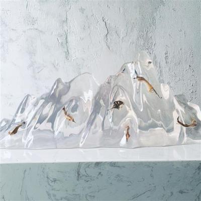 轻奢风家居铂晶透明树脂假山雕塑酒店大堂客厅装饰艺术品大摆件