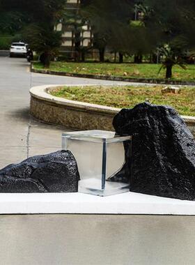 透明树脂玻璃钢结合雕塑假山石头艺术装饰品酒店大堂大型落地摆件