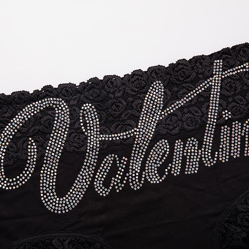 LA高定闪钻*欧美性感收腹蕾丝烫钻J冰丝透气无痕中腰三角内裤