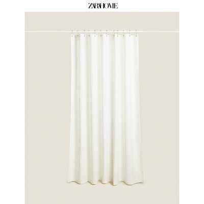 Zara Home欧式条纹设计家用卫生间棉麻混纺浴帘防水布42595016070