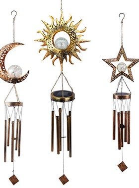 新款太阳能庭院灯铁艺风铃户外