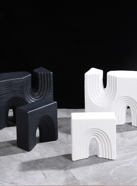 创意轻奢抽象几陶瓷样板间工艺品