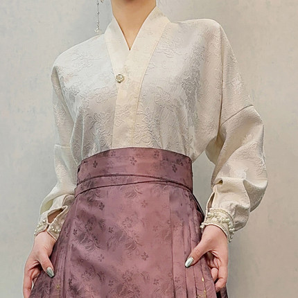 青渊汉服日常百搭马面裙改良交领上衣飞机袖【初见】上班可穿春夏