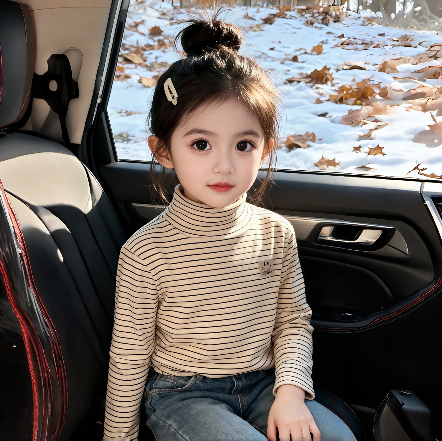 全纯棉男女童德绒内搭打底衫秋冬儿童半高领长袖T恤加绒上保暖衣