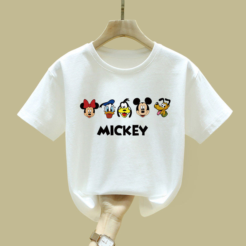 A类纯棉童装白色卡通儿童短袖t恤夏2026年新款女童男童中大童上衣