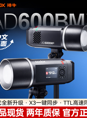 Godox 神牛外拍灯AD600BM II二代闪光灯自动测光TTL 户外摄影灯高速同步摄影棚外拍灯600W大功率影室灯