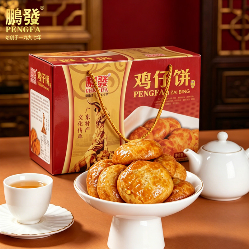 鹏发鸡仔饼咸味礼盒装特产美食