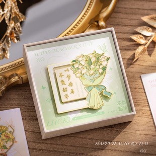 花束植物书签礼盒古典中国风生日礼物高档金属颜值精致叶脉创意文创书签高颜值纪念品精美镂空阅读新款小学生