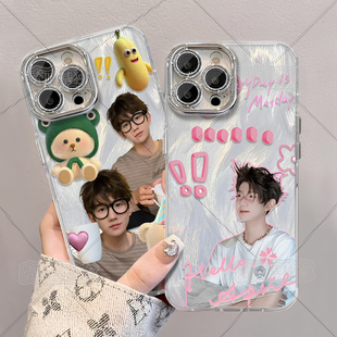 任意机型 王源TFBOYS 适用苹果iPhone 11 13pro 14plus xs max 高级羽纱镂空明星手机壳 Vivo小米oppo