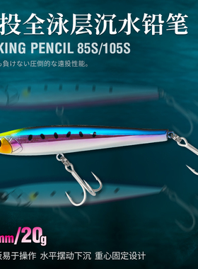 钓之屋 DW207超远投沉水铅笔85mm/20g全泳层路亚饵85S海鲈鲅鱼饵