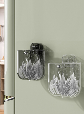 吸盘保鲜膜套收纳盒家用新款免打孔置物架大容量壁挂式透明储物盒