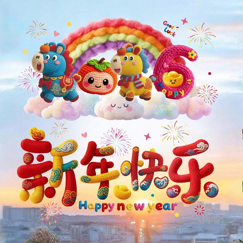 马年仿针织窗花贴2026年新款静电贴新年卡通窗贴春节氛围装饰用品,节庆用品/礼品,喜字/剪纸/贴纸,淘宝优惠券,粉丝福利购,淘宝优惠卷