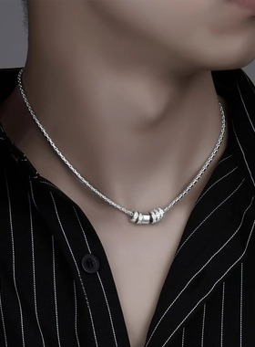 Studded men's hourglass-shaped stainless steel necklace