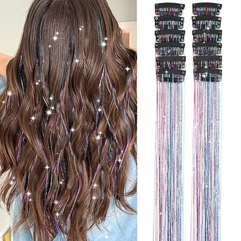 Shiny Threads Glitter Hair Tinsel Kit Gold Women Headdress
