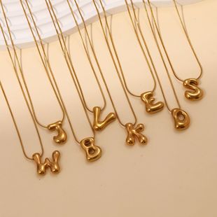 Golde Stainless Steel Initial Necklace Bubble Letter Pendant