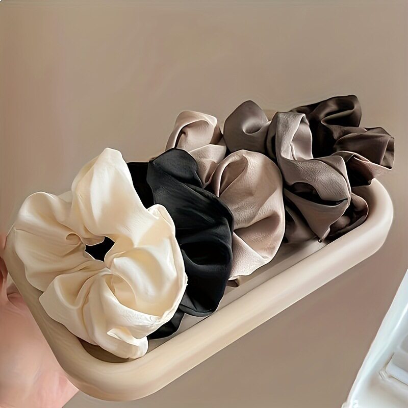 5pcs/Set Woman Elegant Hair Band Solid Color Large Scrunchie