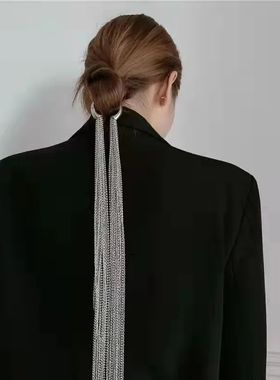 Trendy Silver Color Metal Hyperbole  Long Tassel Chain Hair