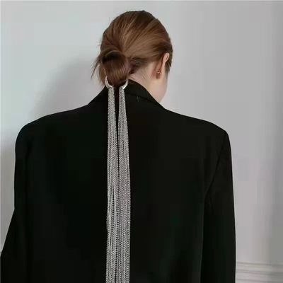 Trendy Silver Color Metal Hyperbole  Long Tassel Chain Hair
