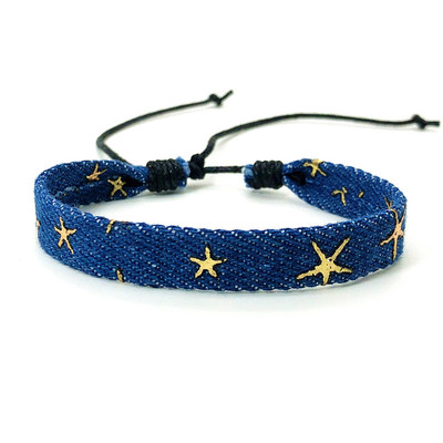 Vintage Star Pattern Blue Literary Handwo Wrist Jewelry Gift