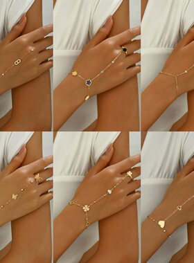 BS0007 Stainless Steel Hand Chain Open Ring Bracelet