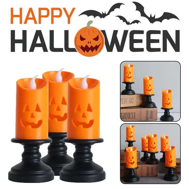 lloween Party Props Pumpkin Candle Light Colorful Decoration