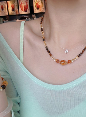 Natural citrine niche high-end temperament collarbone chain
