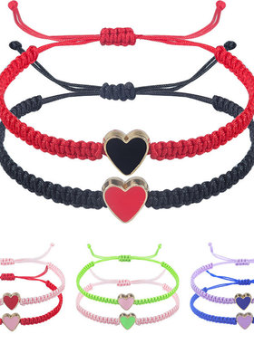 Love shaped couple bracelet, fashionable handmade weaving
