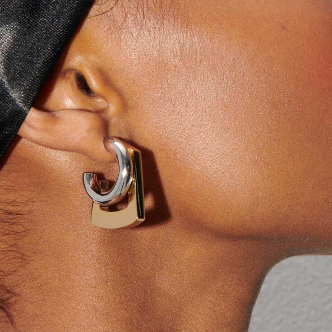 Geometric Double Round Stacking Earrings for Women Stainless