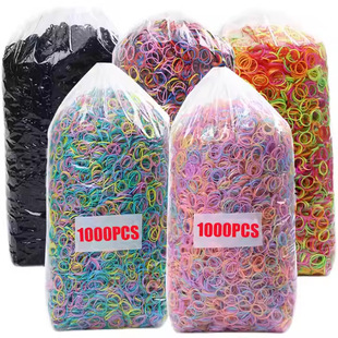 1000Pcs Colorful Disposable Hair Bands Girls Elastic Rubber
