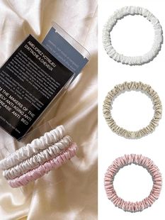 100% High Natural Hair Ties Silk Solid 3PCS Qualit Color Box