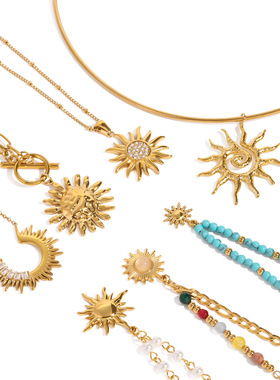 18K Gold Plated Stainless  Pendant Necklace Fashion Jewelry