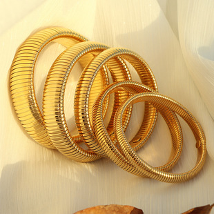 Waterproof Stainless Steel Retro Elasticity Thick Bracelet