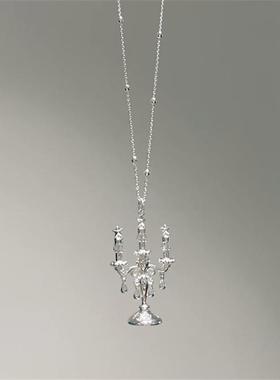 小红薯热卖法式银色烛台星星项链复古vintage小众独特设计毛衣链