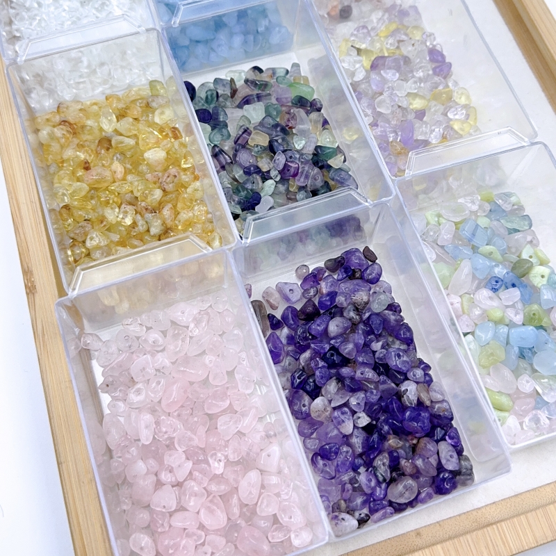 水晶手串diy材料黄紫粉水晶海蓝宝红胶花原碎石散珠手链项链串珠