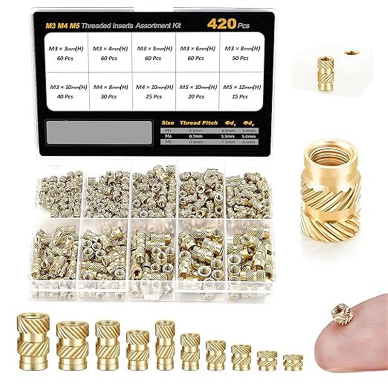 M2/M3/M4/M5螺纹x铜镶件组合套装铜花母注塑螺母滚花螺母