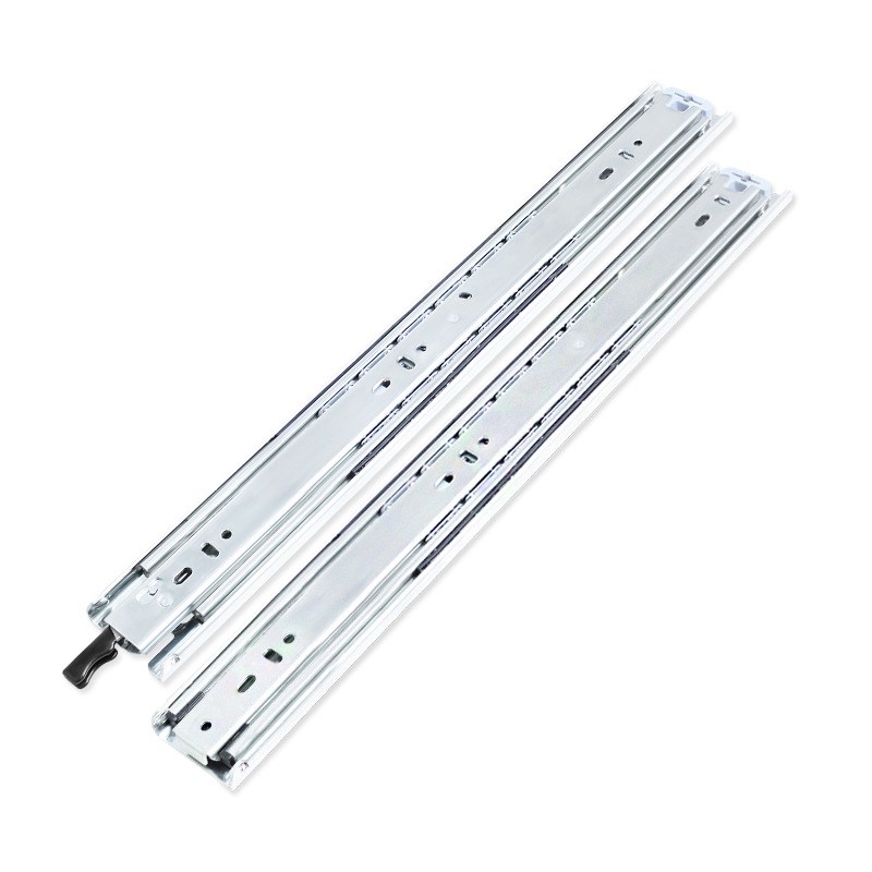 工业重型滑轨51k宽三节自锁滑道承重机柜房车衣柜导轨加厚抽屉轨
