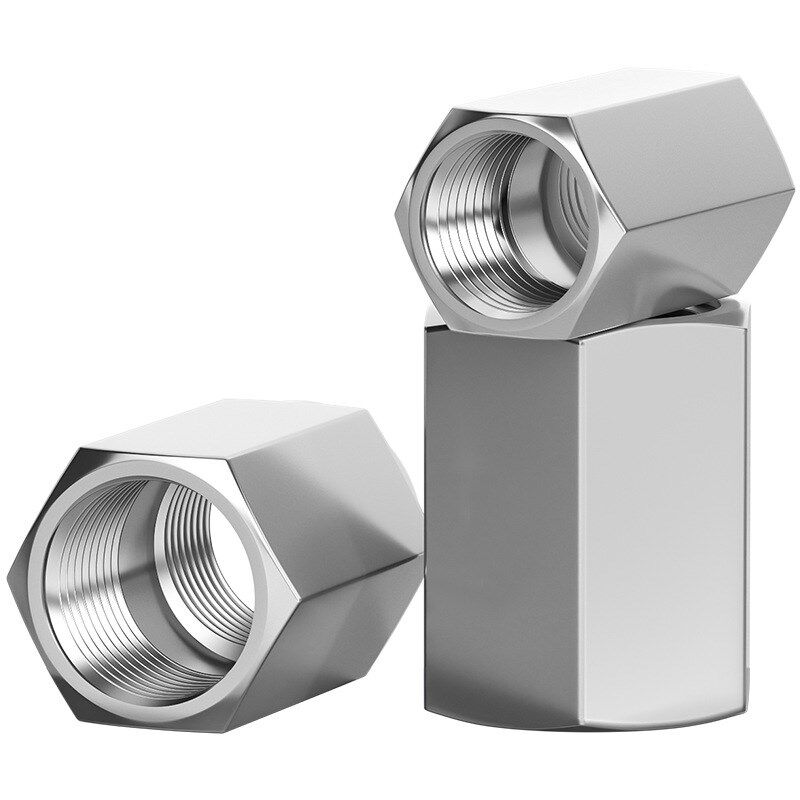 304不锈钢加厚高压内丝直接六角数控内螺纹L直通管箍接头2分3分4