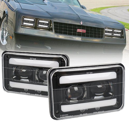 新款5寸LED方灯4X6卡车皮卡越野车改装远近光白黄转向头灯