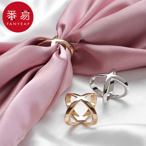 丝巾扣A1zzn001-百搭两用围巾扣小方巾三环扣丝巾扣女披肩衣角打