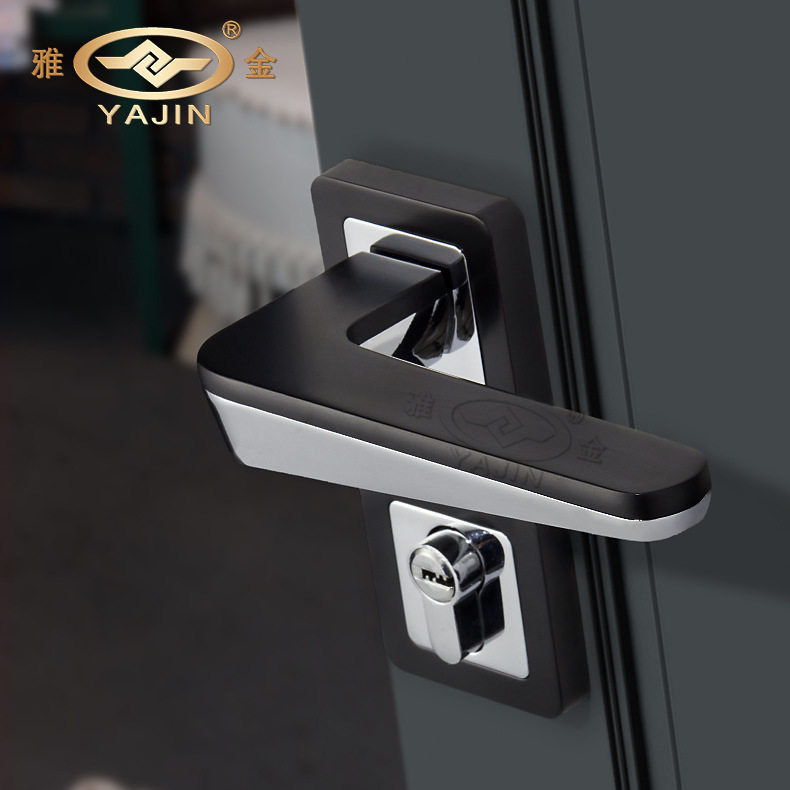 黑色分体锁磁吸静音房间室内房门锁 卧室锌合金执手锁五金锁具