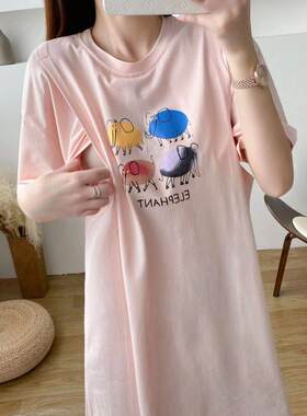 夏季短袖哺乳裙外出时尚款产后侧开喂奶衣服中长款外穿哺乳连衣裙