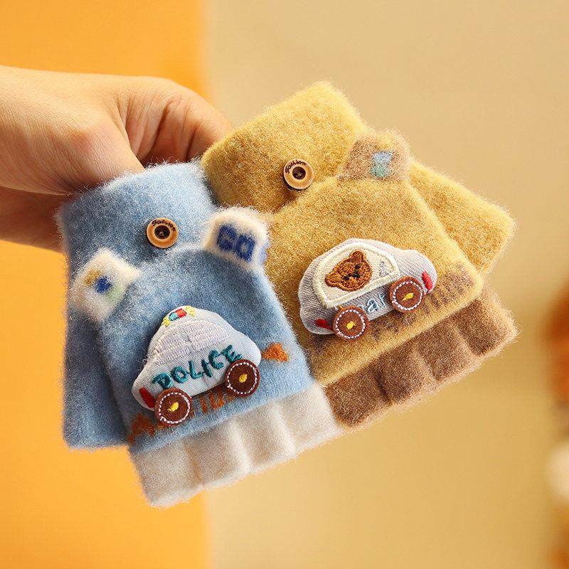 宝宝翻盖半指手套冬季2岁3儿童男宝加绒加厚保暖露指男童卡通分指,童装/婴儿装/亲子装,手套,淘宝优惠券,粉丝福利购,淘宝优惠卷