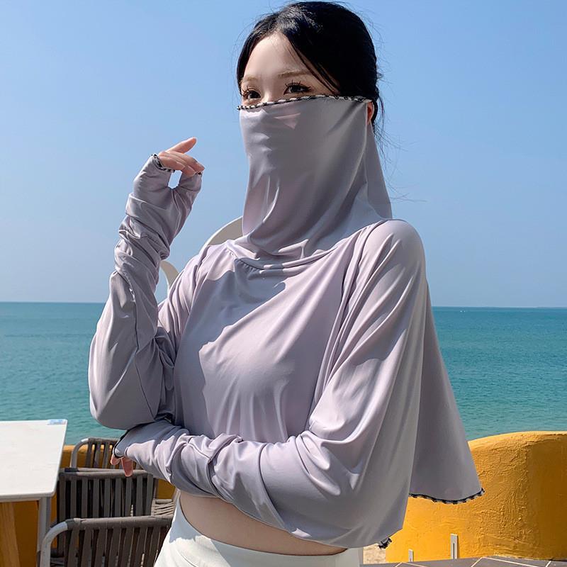 新款冰丝防晒衣女带帽长袖防嗮衫户外旅游防嗮服防紫外线披肩z