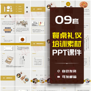 中西方餐桌餐饮社交就餐就座敬酒礼仪PPT模板培训讲座课件素材