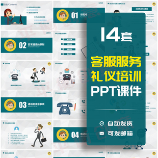 客服服务礼仪培训技巧PPT模板成品电话售后投诉处理讲座课件素材