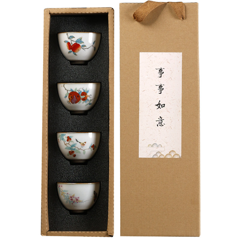汝窑功夫茶具茶杯子主人杯单杯开片品茗杯茶碗陶瓷送礼盒套装大号