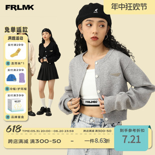 嘻哈情侣ins短款 FRLMK 国潮牌秋季 外套 弗然克 毛织宽松上衣开衫