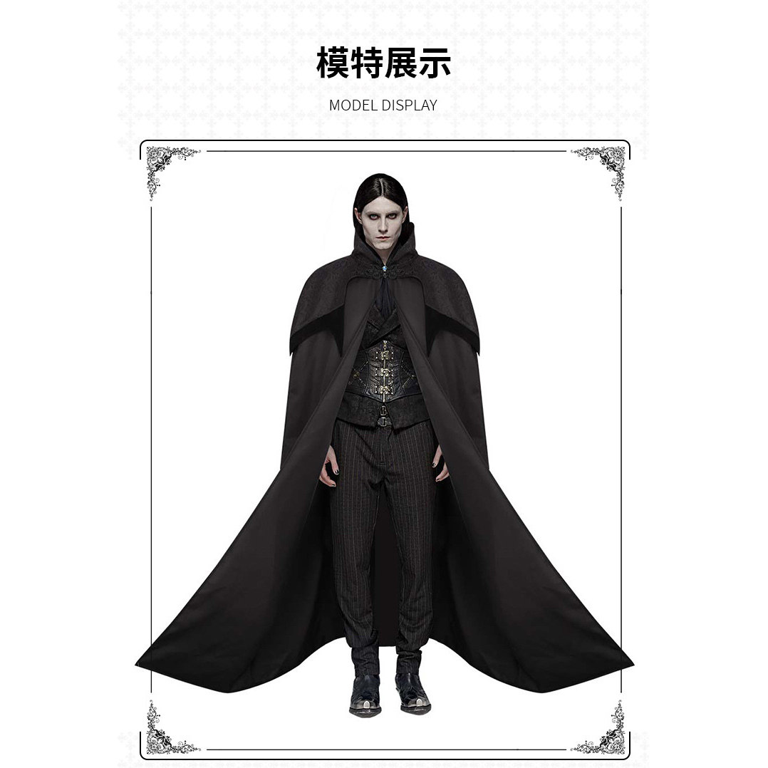 风衣外套男万圣节cos服中世纪复古吸血鬼斗篷立领派对扮演舞台服