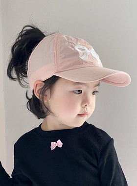 儿童帽子女款夏天薄款鸭舌帽透气速干空顶防晒帽宝宝遮阳帽棒球帽