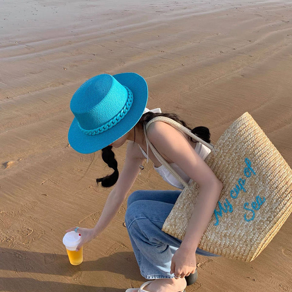 网红链条草帽女夏天出游